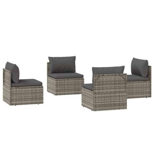 Srednje vrtne sofe 4 kom sive 57 x 57 x 56 cm od poliratana - 4 4x srednja 1 Cijena