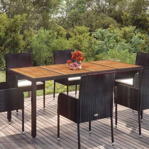 Vrtni stol s drvenom pločom crni 190 x 90 x 75 cm od poliratana - Crna 190 x 90 x 75 cm 1 Drveni vrh Cijena