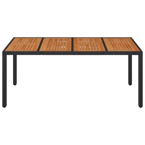 Vrtni stol s drvenom pločom crni 190 x 90 x 75 cm od poliratana - Crna 190 x 90 x 75 cm 1 Drveni vrh Cijena