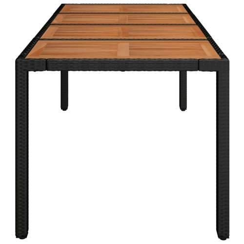 Vrtni stol s drvenom pločom crni 190 x 90 x 75 cm od poliratana - Crna 190 x 90 x 75 cm 1 Drveni vrh Cijena