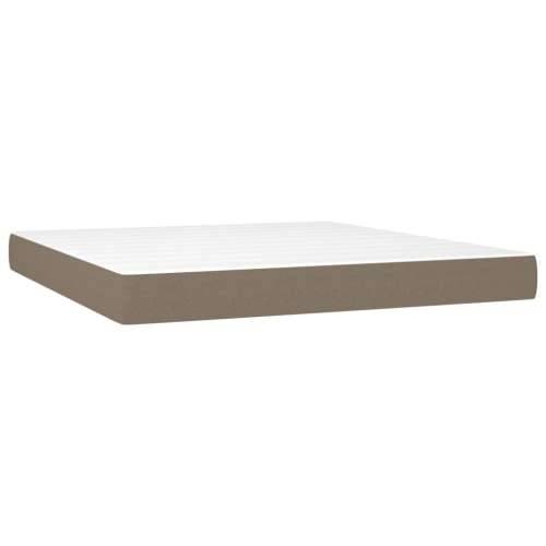 Krevet box spring s madracem LED smeđesivi 160x200 cm tkanina - Sivo-smeđa 160 x 200 cm Blok s kvadratima Cijena