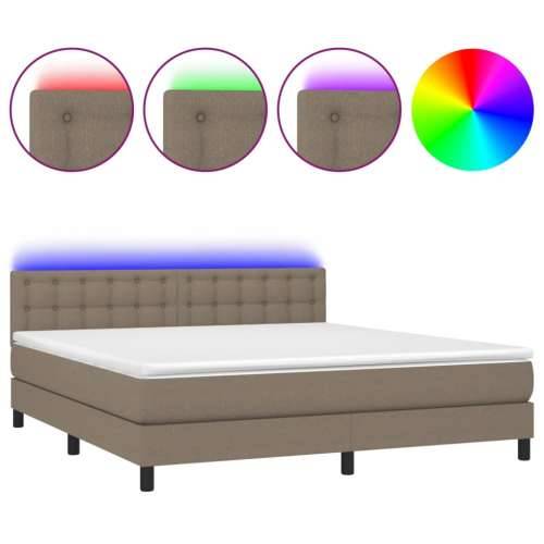 Krevet box spring s madracem LED smeđesivi 160x200 cm tkanina - Sivo-smeđa 160 x 200 cm gumbi Cijena
