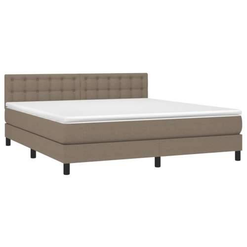 Krevet box spring s madracem LED smeđesivi 160x200 cm tkanina - Sivo-smeđa 160 x 200 cm gumbi Cijena