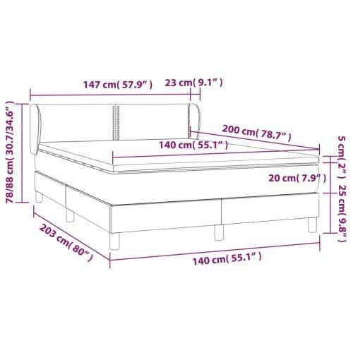 Krevet s oprugama i madracem crni 140x200 cm od tkanine - Crna 140 x 200 cm Obično s čavlima Cijena