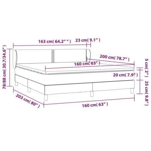 Krevet s oprugama i madracem crni 160x200 cm od tkanine - Crna 160 x 200 cm Obično s čavlima Cijena