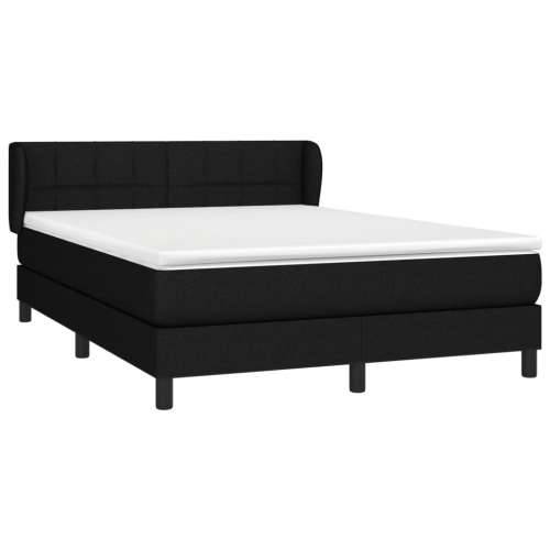 Krevet s oprugama i madracem crni 140x200 cm od tkanine - Crna 140 x 200 cm Blok s kvadratima Cijena