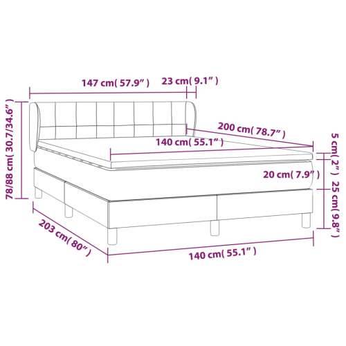 Krevet s oprugama i madracem crni 140x200 cm od tkanine - Crna 140 x 200 cm Blok s kvadratima Cijena