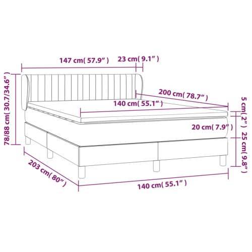 Krevet s oprugama i madracem crni 140x200 cm od tkanine - Crna 140 x 200 cm Okomite pruge Cijena