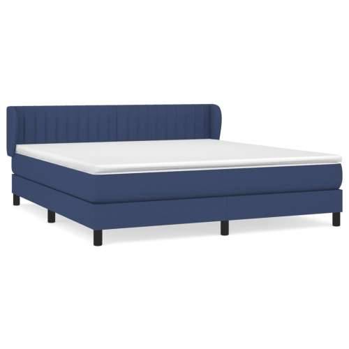 Krevet s oprugama i madracem plavi 160x200 cm od tkanine - Plava 160 x 200 cm Okomite pruge Cijena