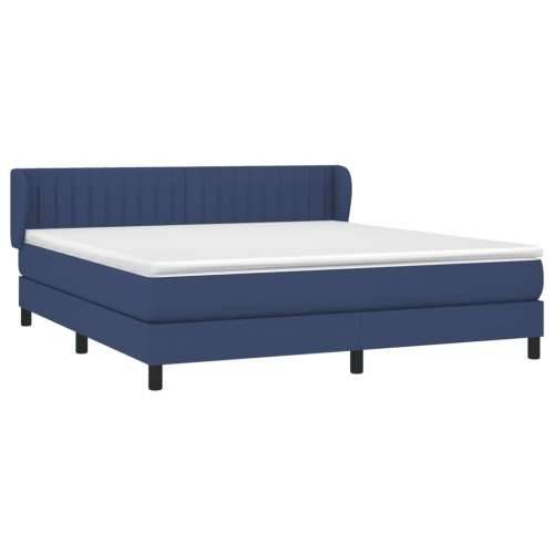 Krevet s oprugama i madracem plavi 160x200 cm od tkanine - Plava 160 x 200 cm Okomite pruge Cijena