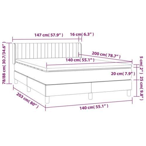 Krevet s oprugama i madracem crni 140x200 cm od tkanine Crna 140 x 200 cm Okomite pruge Cijena