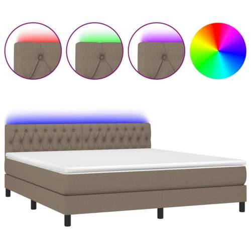 Krevet box spring s madracem LED smeđesivi 160x200 cm tkanina - Sivo-smeđa 160 x 200 cm Dizajn s gumbima Cijena