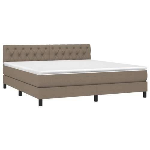 Krevet box spring s madracem LED smeđesivi 160x200 cm tkanina - Sivo-smeđa 160 x 200 cm Dizajn s gumbima Cijena