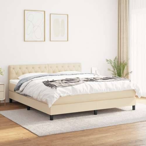 Krevet s oprugama i madracem krem 160x200 cm od tkanine