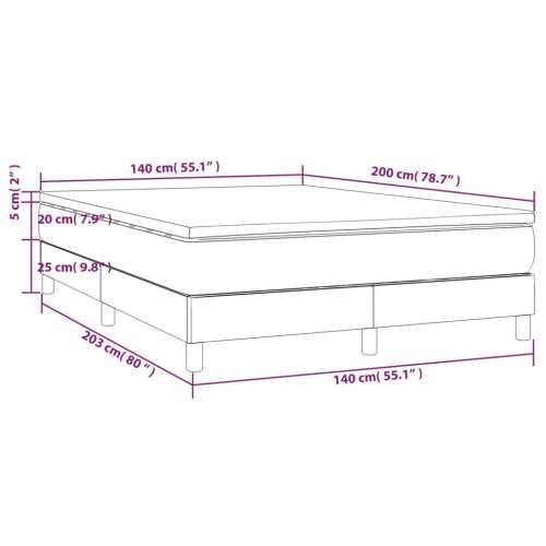Krevet s oprugama i madracem crni 140x200 cm od tkanine - Crna 140 x 200 cm 25 cm Cijena
