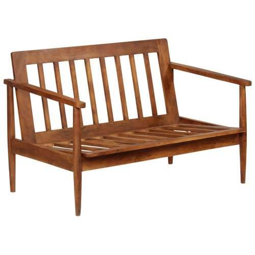 2-dijelni set sofa od prave kože i masivnog drva bagrema smeđi Cijena