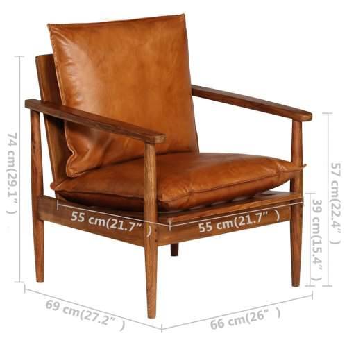 2-dijelni set sofa od prave kože i masivnog drva bagrema smeđi Cijena