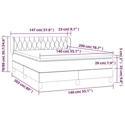 Krevet s oprugama i madracem crni 140x200 cm od tkanine - Crna 140 x 200 cm Dizajn s gumbima Cijena