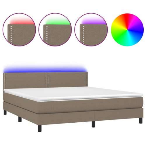 Krevet box spring s madracem LED smeđesivi 160x200 cm tkanina - Sivo-smeđa 160 x 200 cm Obično s čavlima Cijena
