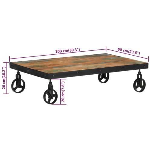 Stolić za kavu s kotačima 100x60x26 cm masivno obnovljeno drvo - 100 x 60 x 26 cm 1 masivno obnovljeno drvo Cijena