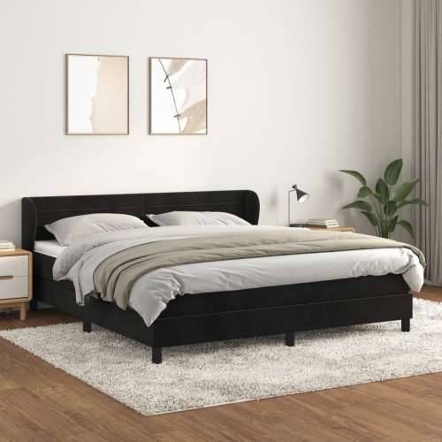 Krevet s oprugama i madracem crni 160x200 cm baršunasti - Crna 160 x 200 cm vodoravne pruge Cijena