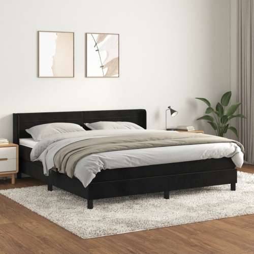 Krevet s oprugama i madracem crni 160x200 cm baršunasti - Crna 160 x 200 cm vodoravne pruge Cijena