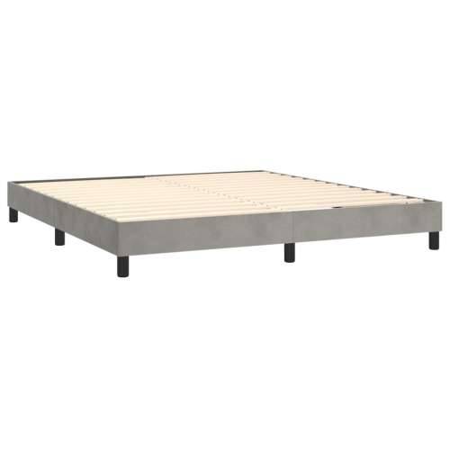 Krevet box spring s madracem LED svjetlosivi 180x200 cm baršun - Svjetlosiva 180 x 200 cm Obično s čavlima Cijena