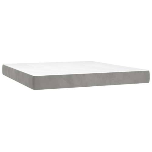 Krevet box spring s madracem LED svjetlosivi 180x200 cm baršun - Svjetlosiva 180 x 200 cm Obično s čavlima Cijena