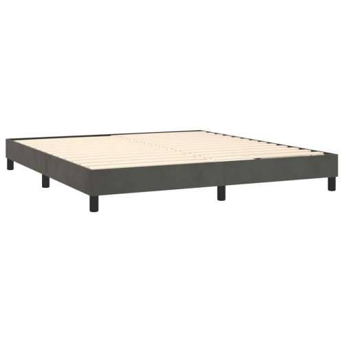 Krevet box spring s madracem LED tamnosivi 180x200 cm baršun - Tamno siva 180 x 200 cm vodoravne pruge Cijena