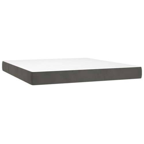 Krevet box spring s madracem LED tamnosivi 180x200 cm baršun - Tamno siva 180 x 200 cm vodoravne pruge Cijena