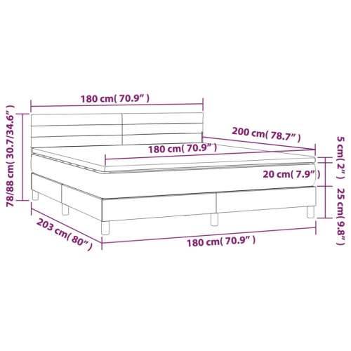 Krevet box spring s madracem LED tamnosivi 180x200 cm baršun - Tamno siva 180 x 200 cm vodoravne pruge Cijena