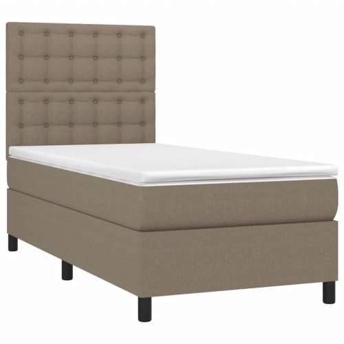 Krevet box spring s madracem LED smeđesivi 80 x 200 cm tkanina - Sivo-smeđa 80 x 200 cm gumbi Cijena