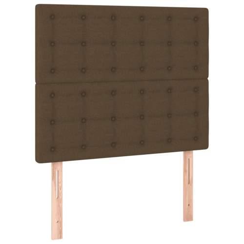 Krevet box spring s madracem LED tamnosmeđi 90x190 cm tkanina - Tamno smeđa 90 x 190 cm gumbi Cijena