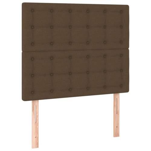 Krevet box spring s madracem LED tamnosmeđi 90x200 cm tkanina - Tamno smeđa 90 x 200 cm gumbi Cijena