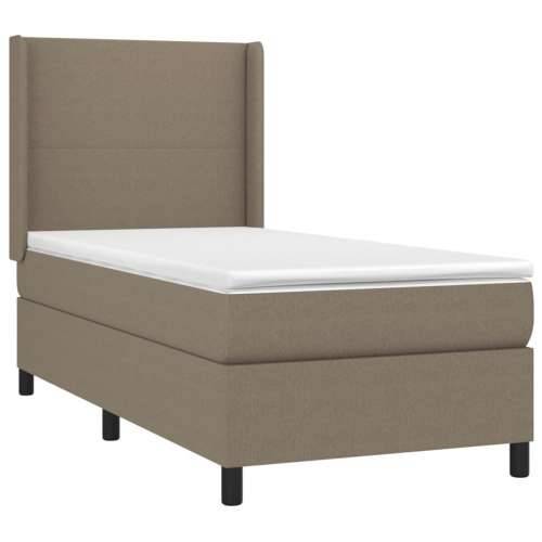 Krevet box spring s madracem LED smeđesivi 90x190 cm tkanina - Sivo-smeđa 90 x 190 cm Gladak dizajn Cijena