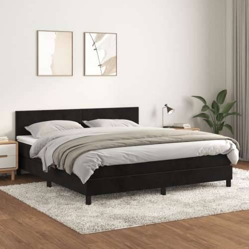 Krevet s oprugama i madracem crni 160x200 cm baršunasti - Crna 160 x 200 cm Gladak dizajn Cijena
