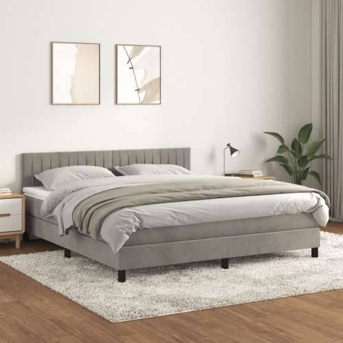 Krevet s oprugama i madracem svjetlosivi 180x200 cm baršunasti - Svjetlosiva 180 x 200 cm Okomite pruge Cijena