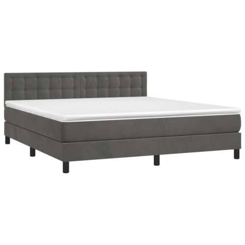 Krevet box spring s madracem LED tamnosivi 160x200 cm baršun Cijena