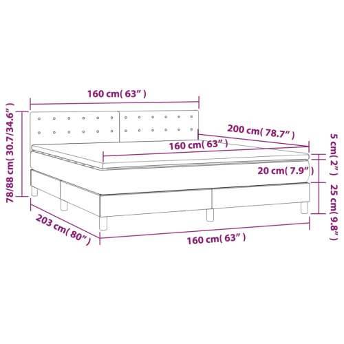 Krevet box spring s madracem LED tamnosivi 160x200 cm baršun - Tamno siva 160 x 200 cm gumbi Cijena
