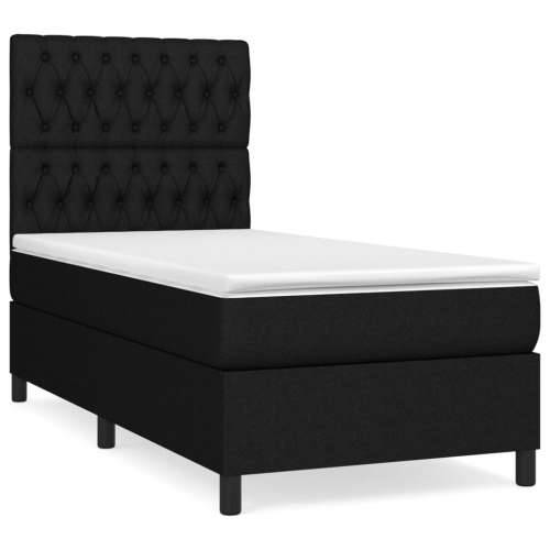 Box spring krevet s madracem crni 90x190 cm od tkanine Cijena