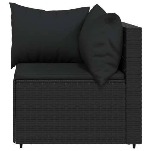 Kutna vrtna sofa od poliratana s jastucima crna Cijena