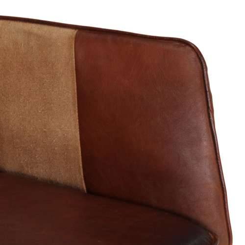 Stolica za ljuljanje od prave kože i platna smeđa Cijena
