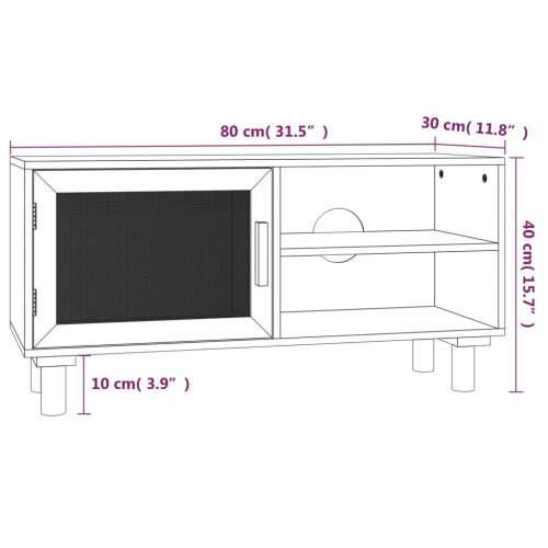 TV ormarić crni 80 x 30 x 40 cm od borovine i prirodnog ratana Cijena