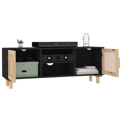 TV ormarić crni 105 x 30 x 40 cm od borovine i prirodnog ratana - Crna 1 Cijena