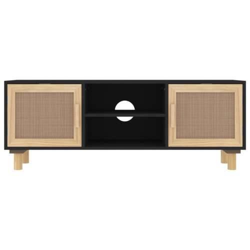 TV ormarić crni 105 x 30 x 40 cm od borovine i prirodnog ratana - Crna 1 Cijena
