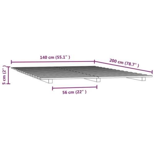 Okvir za krevet 140x200 cm od masivne borovine - Prirodna 140 x 200 cm Cijena