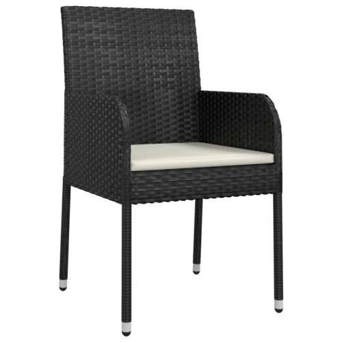 Vrtna garnitura - 5-dijelni vrtni blagovaonski set s jastucima od poliratana crni - Crna Dužina stola 90 cm 4 Cijena