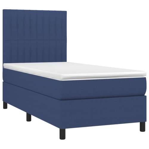 Krevet box spring s madracem LED plavi 80 x 200 cm od tkanine - Plava 80 x 200 cm Okomite pruge Cijena
