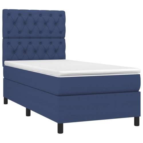 Krevet box spring s madracem LED plavi 80 x 200 cm od tkanine - Plava 80 x 200 cm Dizajn s gumbima Cijena