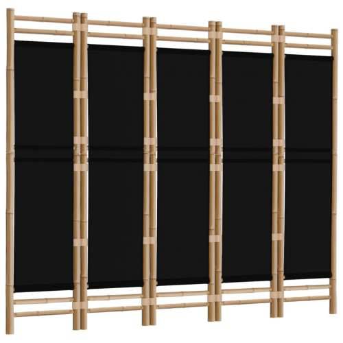 Paravan - Sklopiva sobna pregrada s 5 panela 200 cm od bambusa i platna - Crna 200 x 180 cm 1 Cijena